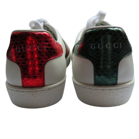 GUCCI ACE LOW TOP EMBROIDERED BEE ~ LOGO EMBOSSED LEATHER SNEAKERS US 6 - Picture 5 of 12